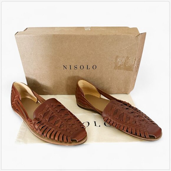 Nisola Men\'s Brown Huarache Sandals Leather Hand Woven Summer New NIB 11.5 main image 6